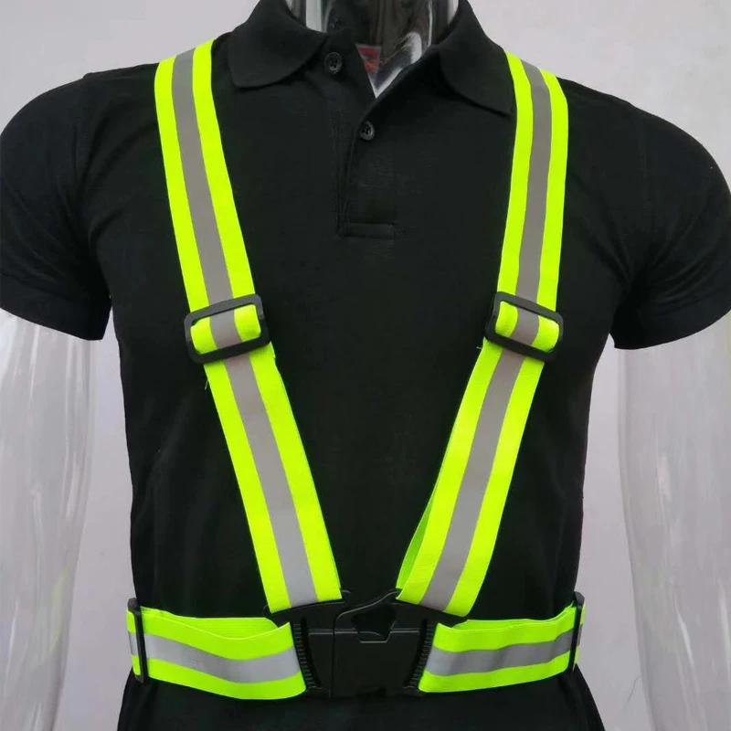 1pc Highlight Reflective Straps Night Work Security Running Cycling Reflective Vest High Visibility Reflective Safety Jacket