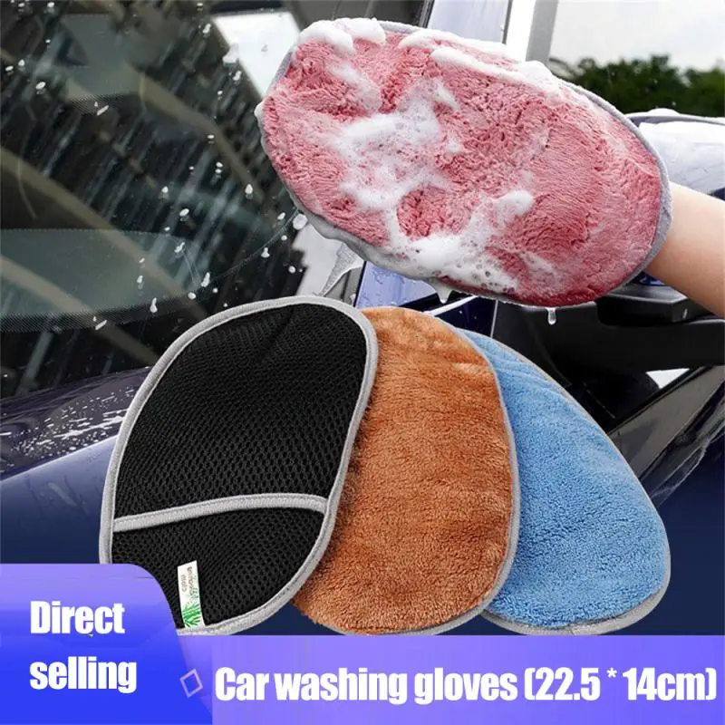 Car Cleaning Gloves 1pc Car Washing Gloves Coral Velvet Thick Cleaning Detailing Brush Washing Towel Car Motorcycle Beauty Care Styling Supplies