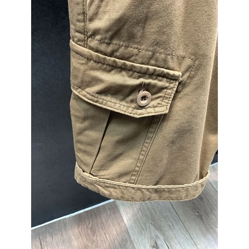 American High Street Multi-Pocket Pu Shuai Casual Overalls Pants Men's Summer Loose Sports Outdoor Pirate Shorts