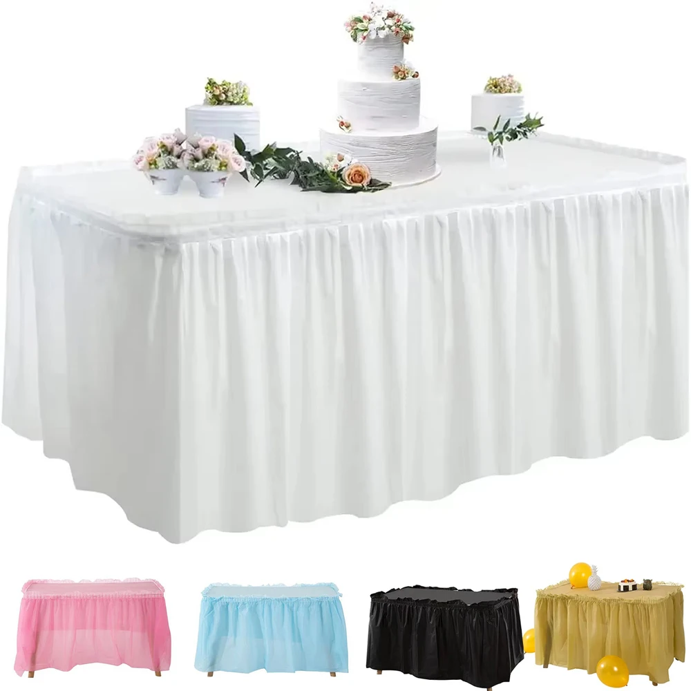 Disposable Tablecloth Thickened Waterproof Birthday Party Wedding Party Solid Color Tablecloth Wild Dinner Portable Table Skirt