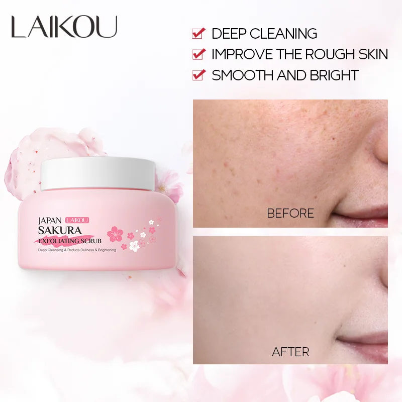 Facial Exfoliant LAIKOU Sakura Peeling Exfoliating Scrub 100g