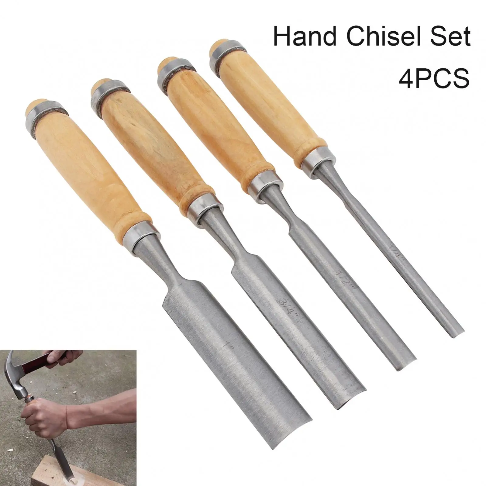 4pcsWoodCarvingChiselHandToolSetSemiCircularSteelCarpenter
