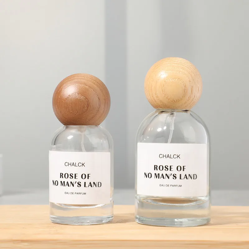 Empty Glass Perfume Spray Bottle With Wooden Lid Refillable_voghion.com