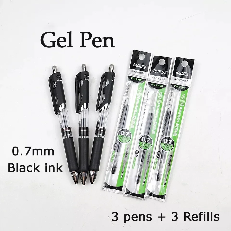 

3pcs/lot Gel Pen 0.7mm Black/Navy Blue Ink Superior Quality Good Writing Gel Ink Pens Office & School Neutral Pen Supplies