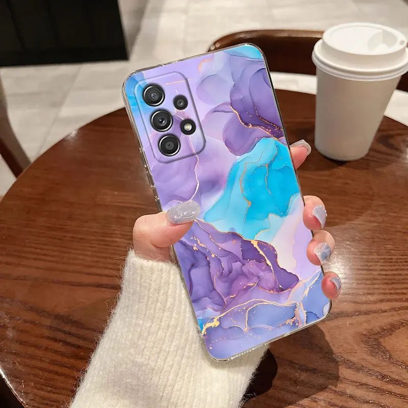 Flowing Color Marble Pattern Clear Phone Case