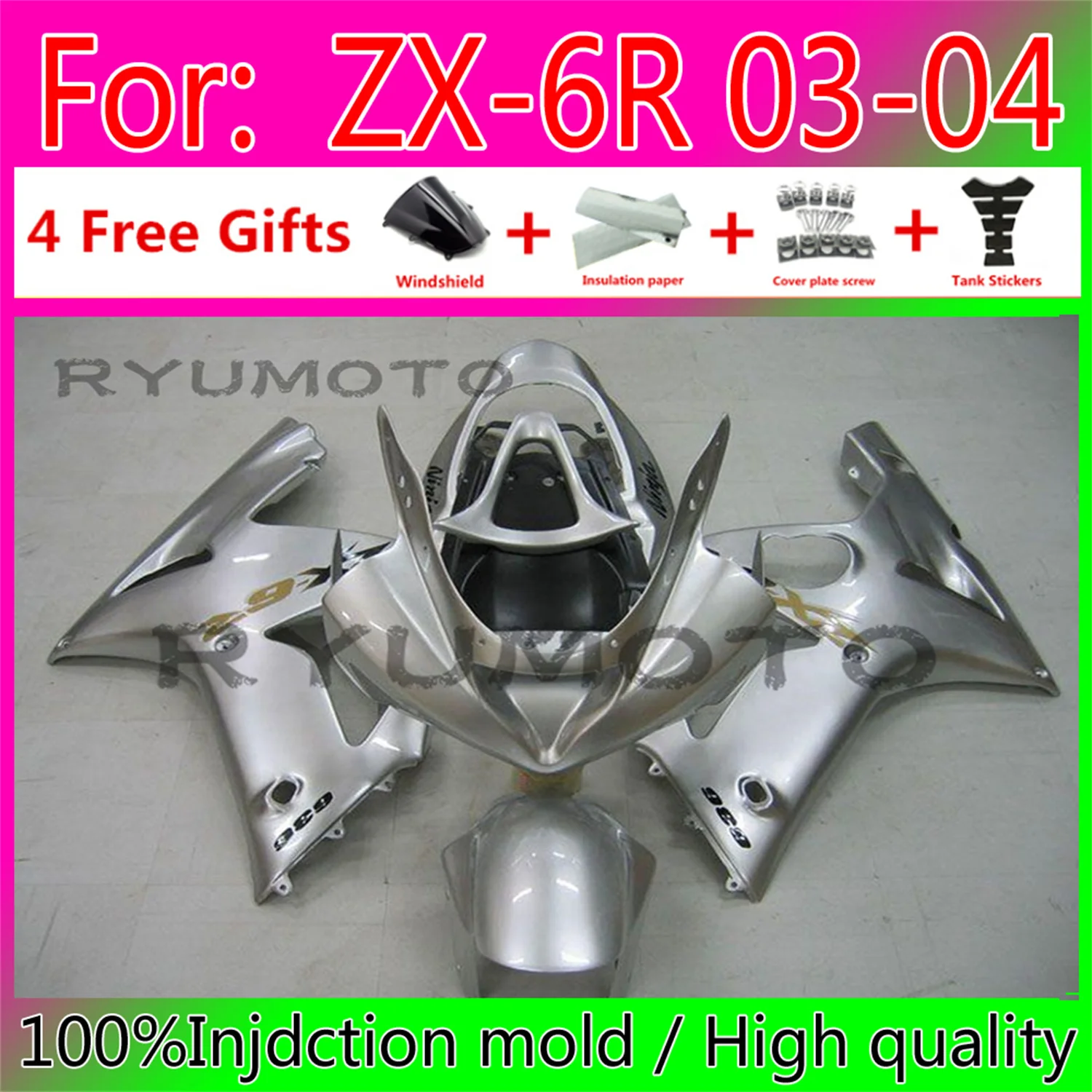 

New ABS Motorcycle Injection Mold fairings kit Fit for kawasaki Ninja ZX-6R 636 ZX6R 2003 2004 03 04 Bodywork fairing
