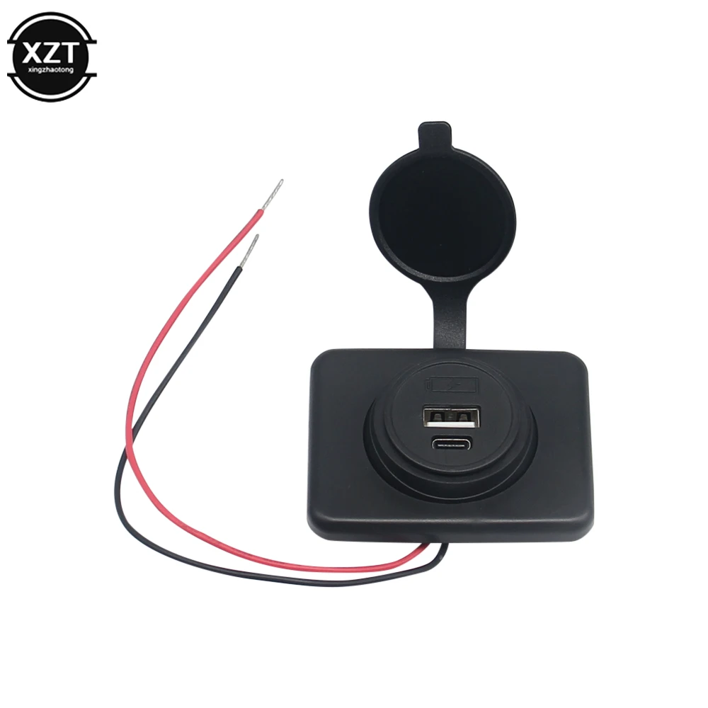 Adaptador de soquete do carregador do carro com painel de carregamento USB, 4.2A PD tipo-C, montagem para moto, carro, barco, ATV, UTV, caravanas de campistas, 12-24V