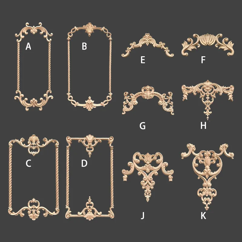 

Carved Furniture Appliques Onlays, Wooden Decal Corner Frame Decorative for Cabinet Dresser Bed Wall