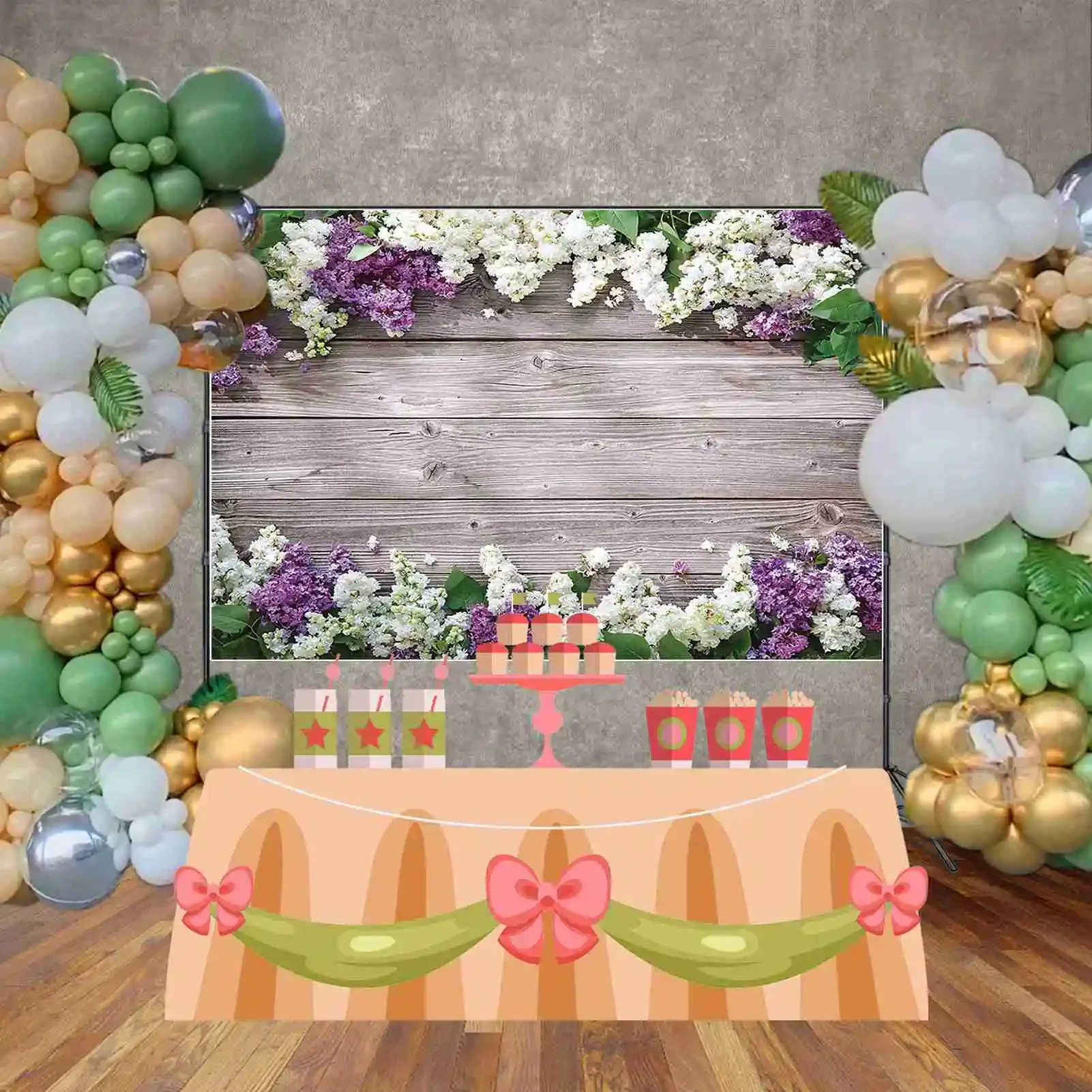 Photo Backdrop MOON.QG Flower Wooden Wall Product Photography Backdrops Spring Wood Boards Photo Studio Backgrounds Birthday Portrait Photozone