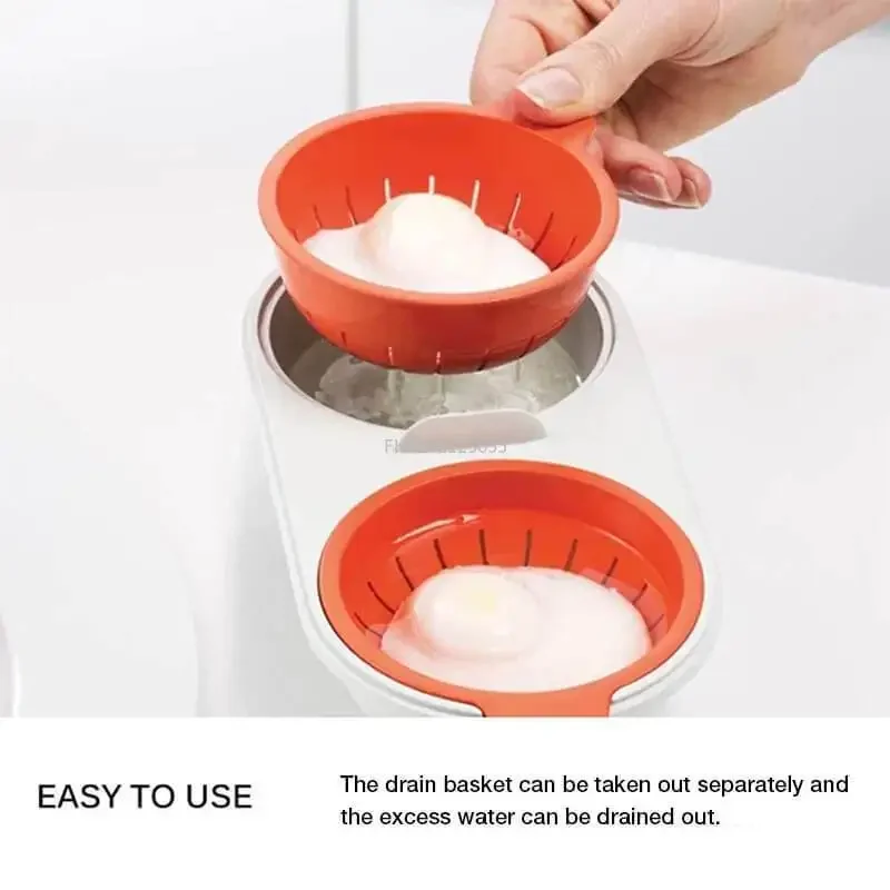 Draining Egg Boiler Food Grade Cookware Cup Egg Poacher Kitchen Steamed Egg Set Microwave Double Layer Cooking Tools