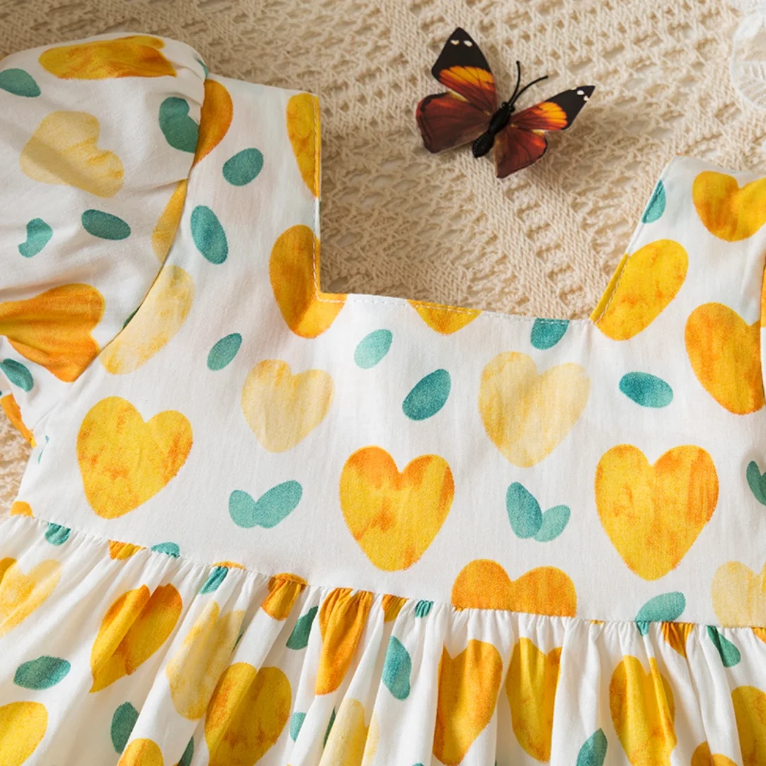 فستان بناتي صيفي بطبعة قلب