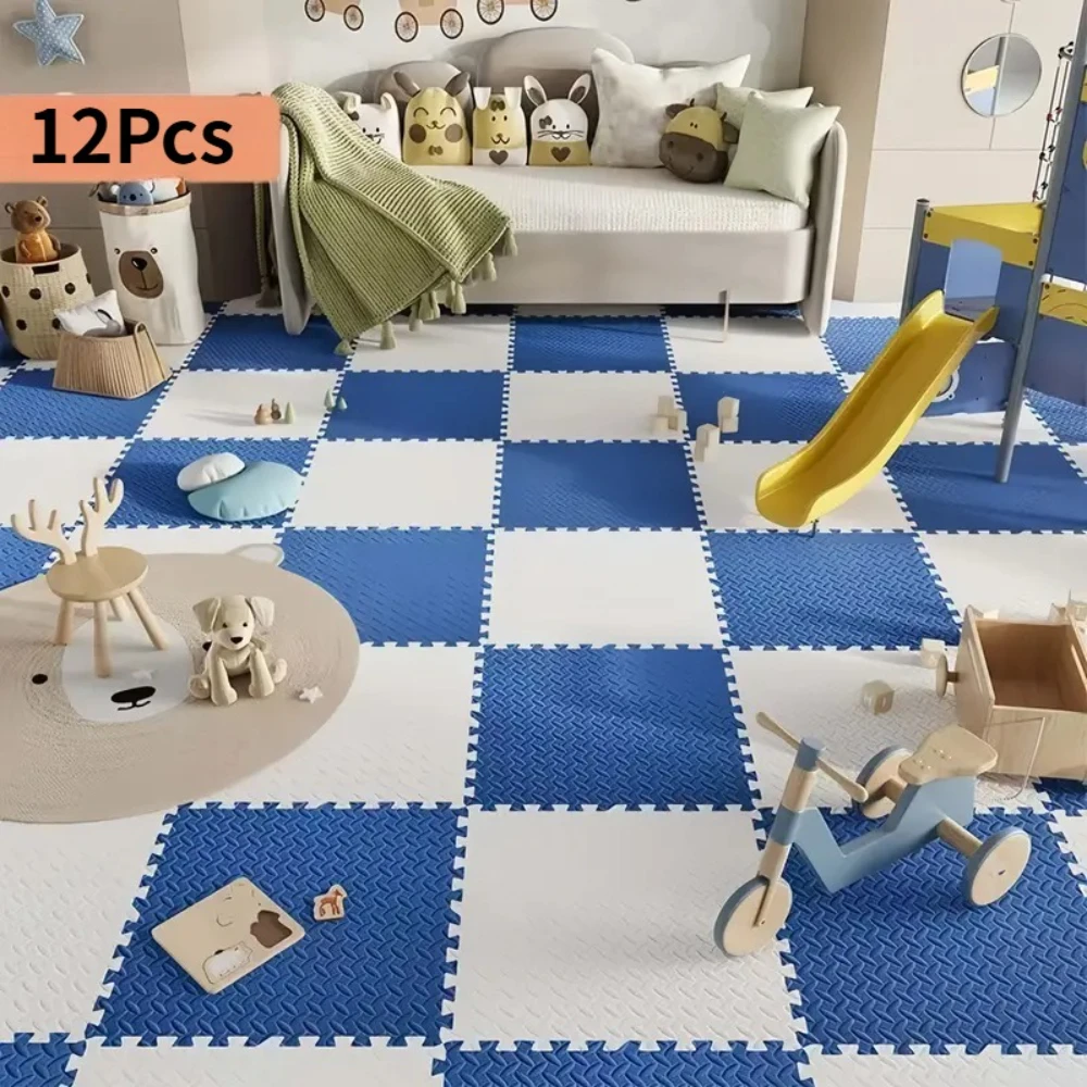 12 Pcs Home Foam Flooring EVA Foam Patchwork Floor Carpet Soft Non Slip Thickened Crawling Mat Children's Play Mat Home Decor