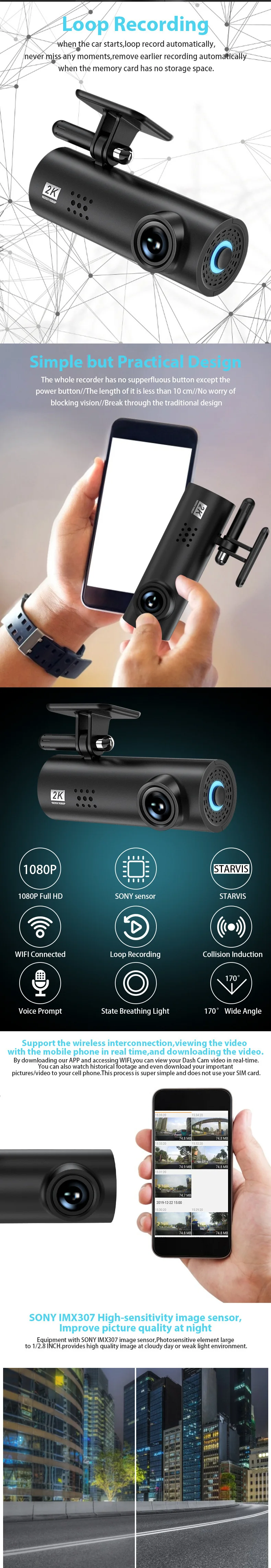 2022 WiFi Dash Cam Real 1080P Full HD Mini Car Camera DVR Voice Prompt Night Vision G-Sensor Driving Recorder car camera dashcam vehicle blackbox dvr full hd 1080p