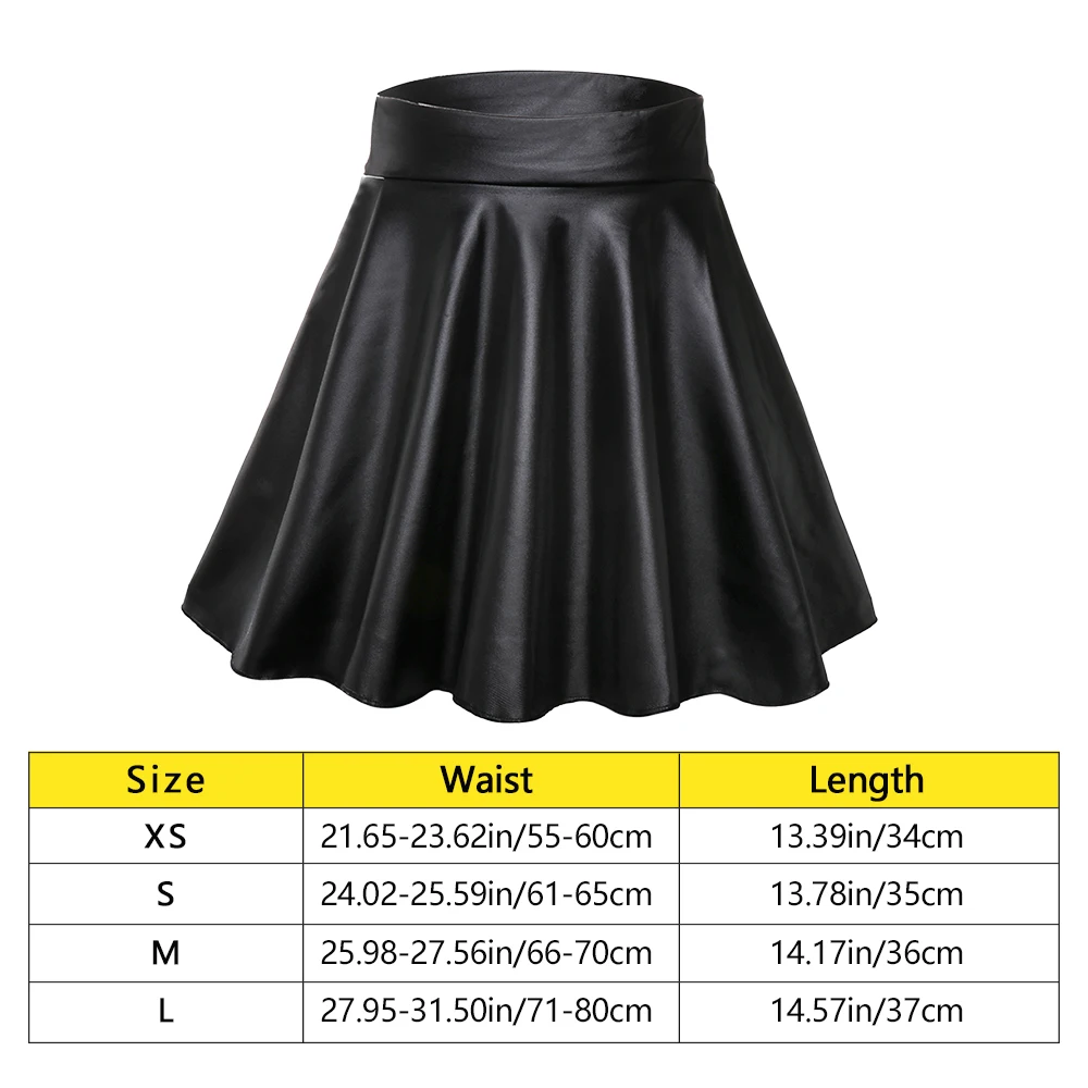 Women Faux Leather Skirts High Waist Elastic Mini Short Skirt Multipurpose For Skater Work Nightclub
