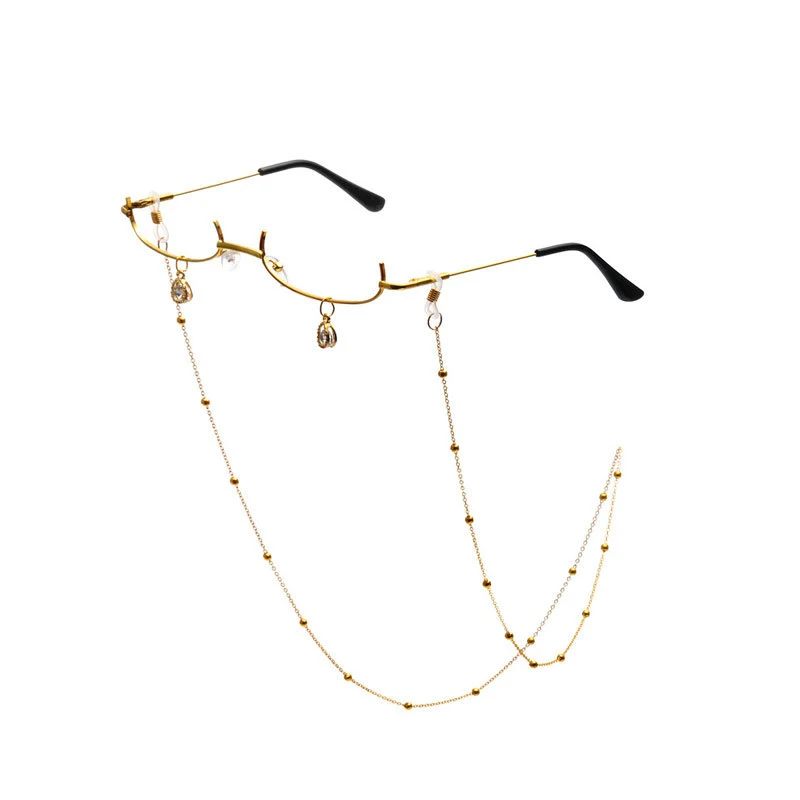 Vintage Oval Half-Frame Glasses with Chain - Unisex Cosplay and Decorative Eyewear