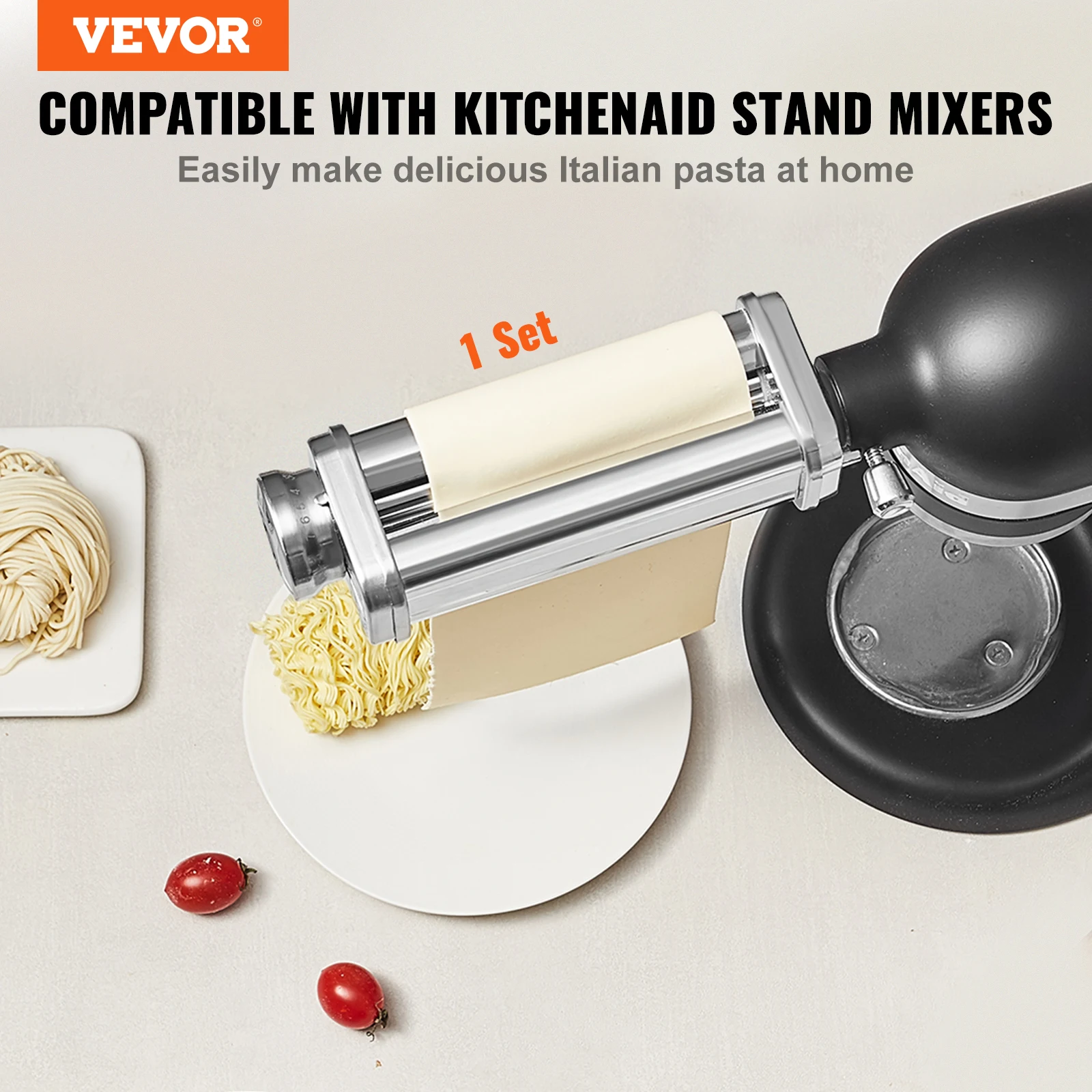 SucceBuy Pasta Attachment for KitchenAid Stand Mixer Stainless Steel Pasta Sheet Roller Attachment Maker Kitchen Aid