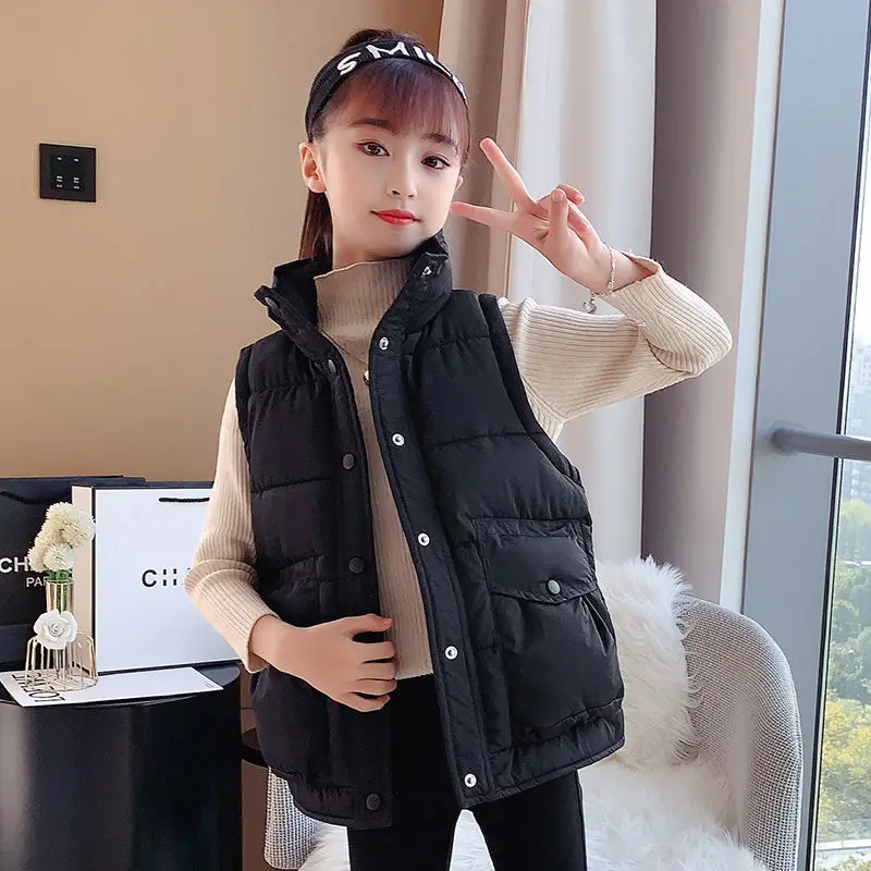 

2022 New Children Cotton Vest Girls Jacket Winter Waistcoats Boy Baby Autumn Outerwear Coats 4-12 Years Kids Warm Clothes A30