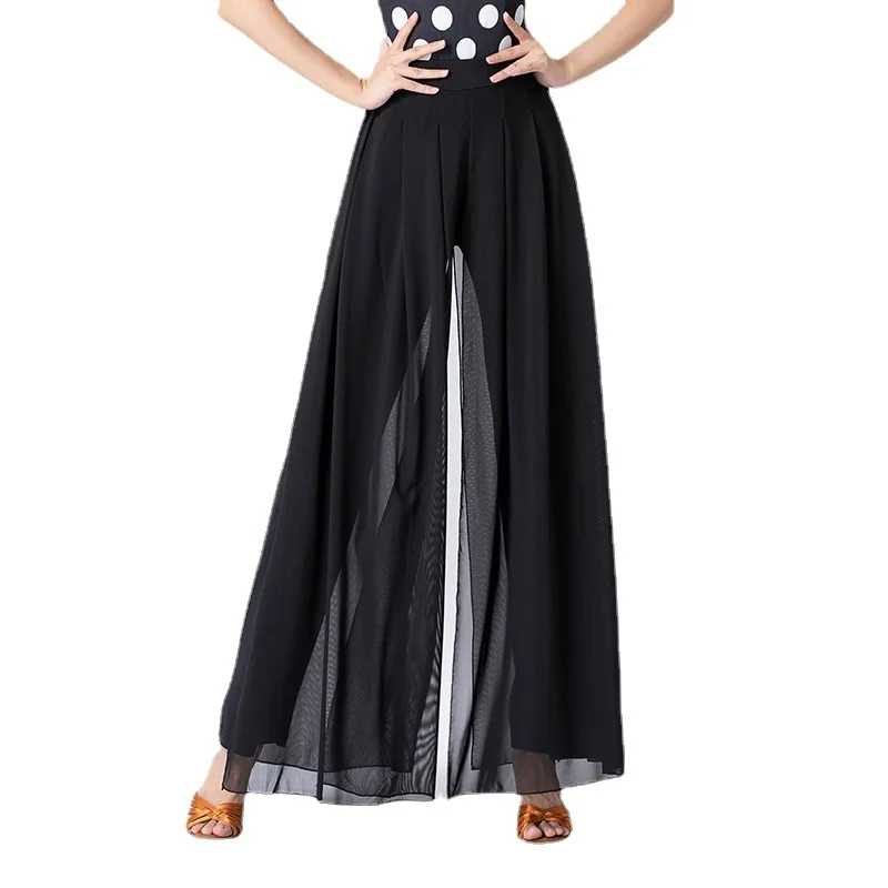 Dance Pants Latin Dance Pants Modern Dance Practice Clothes Trousers Split Ballroom Elastic Waist National Standard Women's Pants