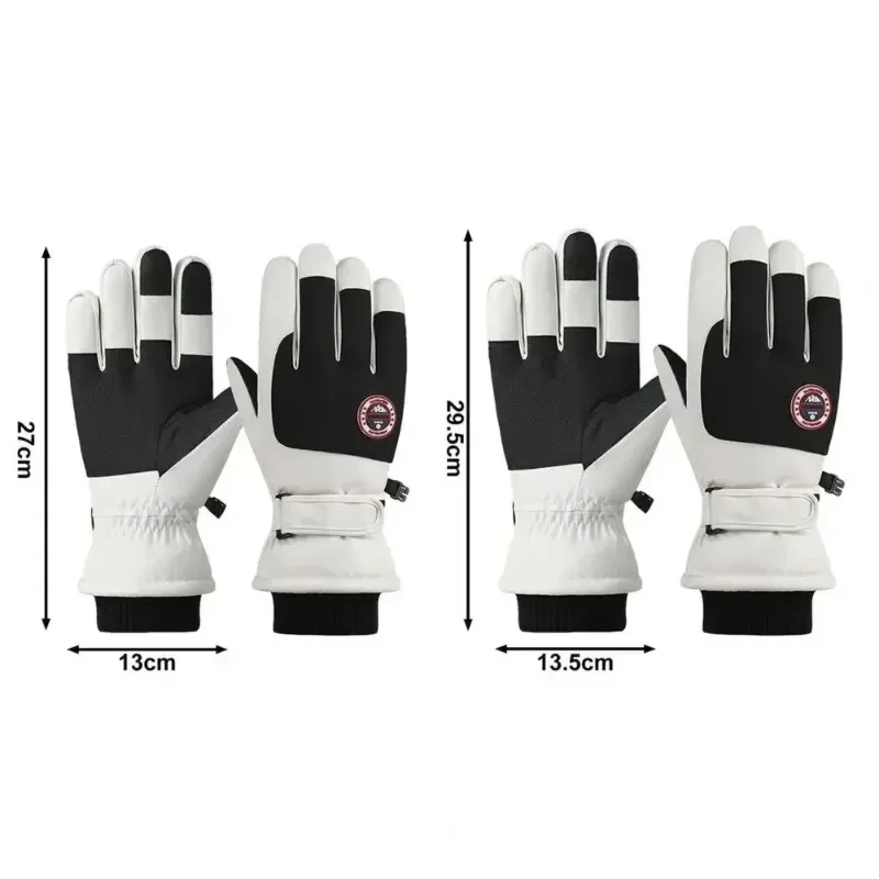 1 Pair Ski Gloves With Adjustable Fastener Tape Water-Resistant Windproof Thick Winter Warm Touch Screen Gloves 6