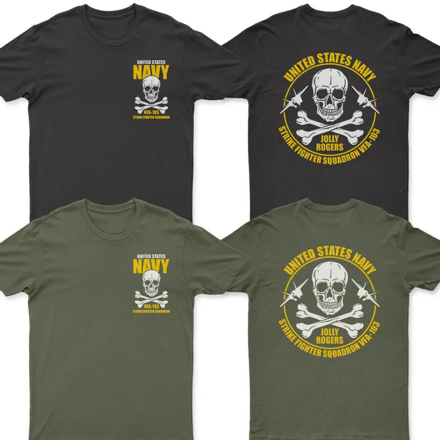 

Naval Strike Fighter Squadron VFA-103 Jolly Rogers T Shirt. Short Sleeve 100% Cotton Casual T-shirts Loose Top Size S-3XL