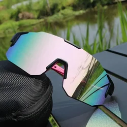 Enhanced UV Protection Outdoor Sports Sunglasses: Large Frame Windproof Shades (Black Pink)