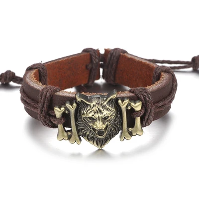 Bat Signs Strand Punk Leather Bracelets For Men Women