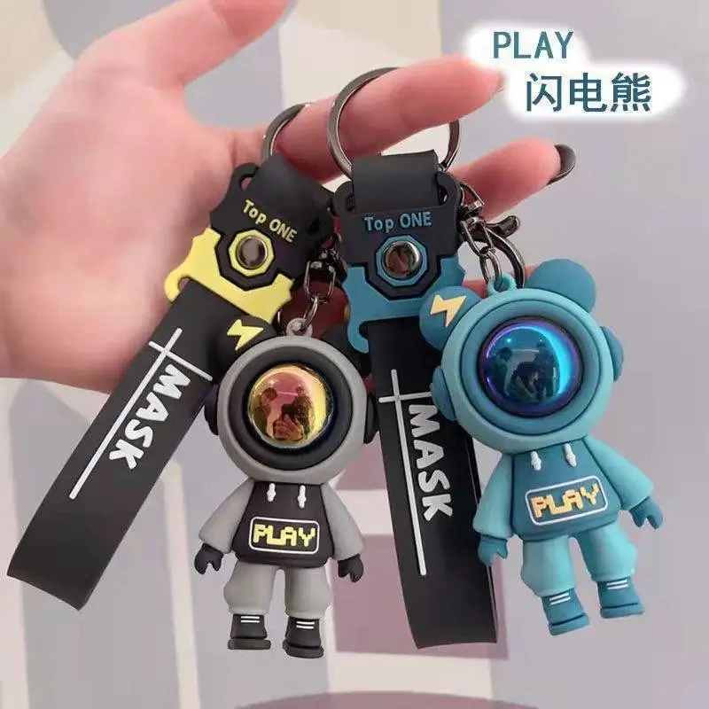 Bear Keychains 3pcs Lightning Bear Keychain Cute Cartoon Couple Doll Pendant