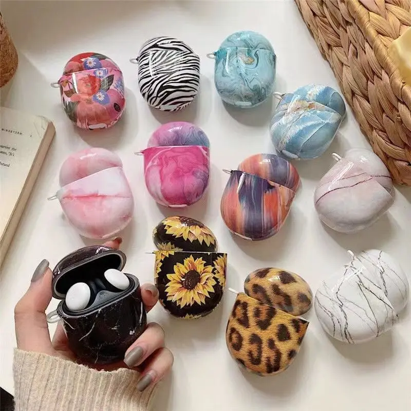 Creatività Marble/Flower/Leopard Pattern Custodia Per Auricolari Custodia Protettiva Per Cuffie Wireless Per Pc Rigido Per Google Pixel Buds 2