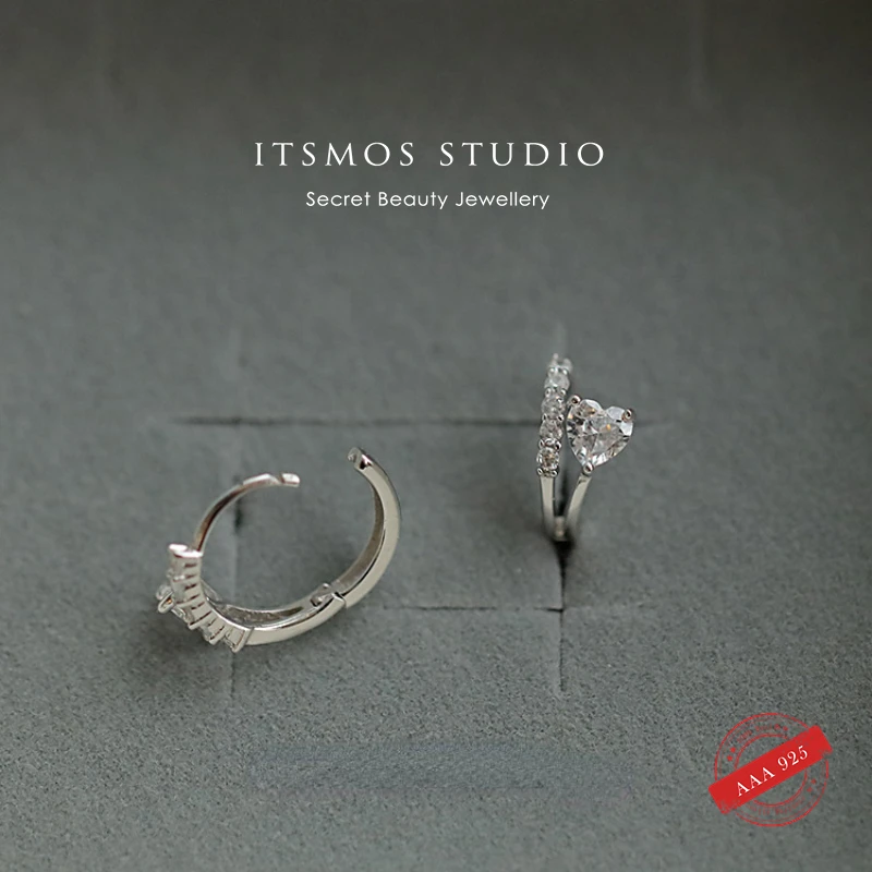 Itsmos S925 Sterling Silver Platinum Love Drill Simple Advanced Coreano Ear Buckle Ear Ring Gioielli Femminili Con Diamanti Per Le Donne