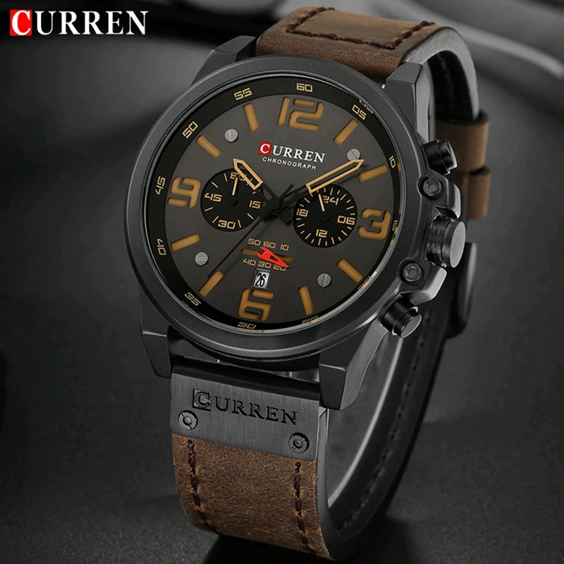 

Business Watch CURREN Fashion Quartz Men Watch Luxury Military Waterproof Leather Strap Sport Wristwatch Casual Male Gift Clocks