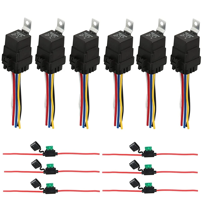 Relay 12V DC 5-PIN Waterproof With Harness 40/30 AMP  Inline Fuse Holder Heavy  Duty 12 AWG Tinned Copper Wires (6) AliExpress