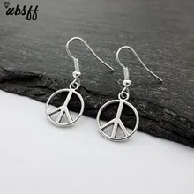 

Mini Peace Sign Drop Earrings, Miniature Handmade Peace Jewellery, Anti-War, Hippy, Peace Charm, Hippie, 60's, Anti-Bomb