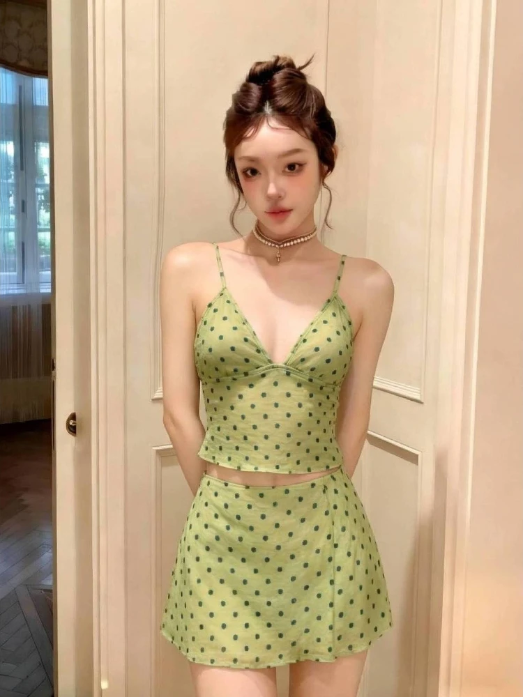 Y2k Harajuku Bikini Sweet Dot 2 Piece Elegant Slim Swimsuit 2000s Swimwear Vintage Beachwear Beach Party Style Swimsuit Women 6