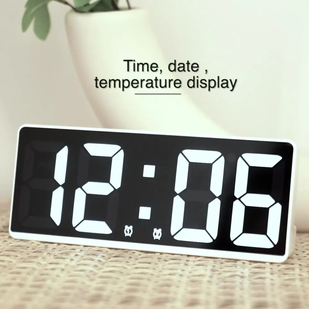 Despertador Digital acrílico/espejo con Control de voz, fuente colorida,  modo nocturno, reloj de mesa, despertador, 12/24H, relojes electrónicos LED  - AliExpress