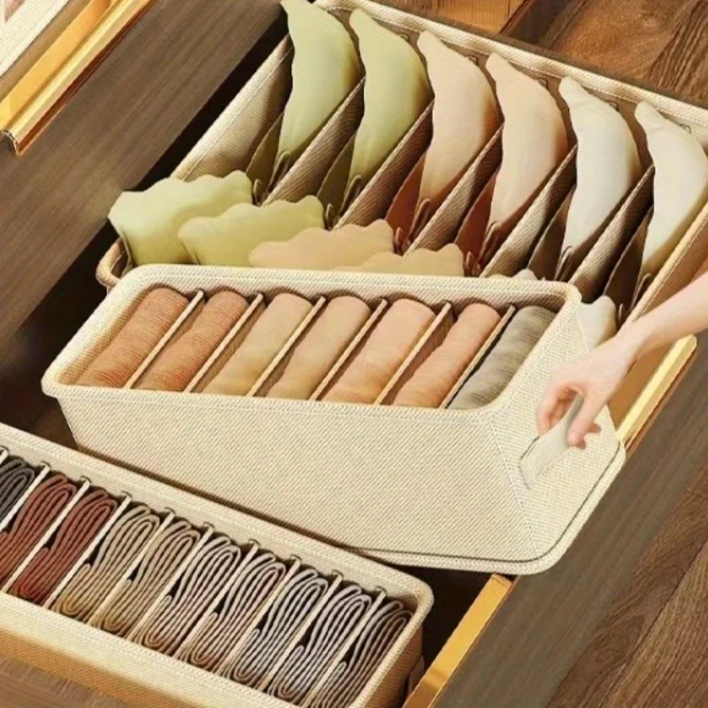Home Furnishing underpants socks Storage and organizing box grid fabric art Storage drawer style Underwear storage box 3