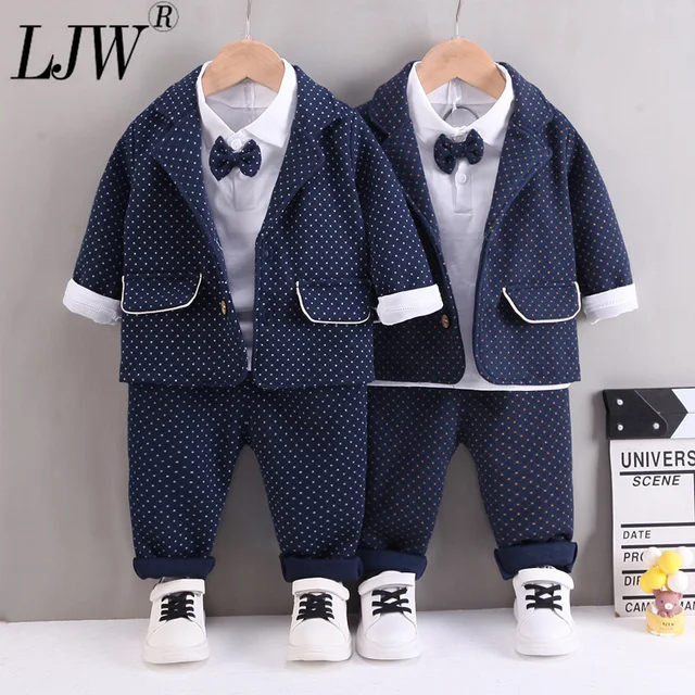 Children's striped suit three-piece suit 2022 new kid suit handsome boy dress spring and autumn 1-4 years old small suit suit