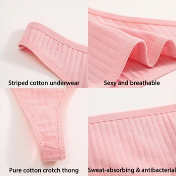 FINETOO 3PCS/Set G-string Cotton Women Lingerie Panties Thong Female Underwear Sexy Pantys Underpant Girl Intimates Thongs S-XL 3