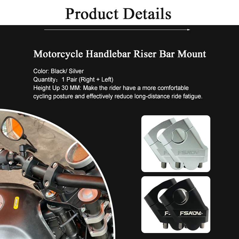 Motorcycle handlebar mount 22mm 28mm motorcycle handlebar riser motocross heightening clamp mount pit bike for Benelli BMW Yamaha Honda