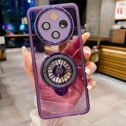 Clear Silicone Soft Case with Plating Stand Cover and Spinning-Top Design for Poco C55 (TL Purple)