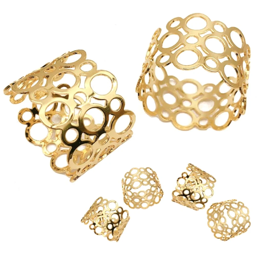 Napkin Ring, 6-Piece Metal Napkin Holder, Party Dinner Christmas Table Decoration, Hollow Round Design Ring