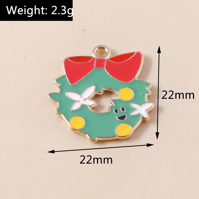 Leslie 10 Stück neue Emaille-Weihnachtsanhänger, Hirschglocke, Schneemann, Weihnachtsmann-Anhänger für DIY-Halskette, Ohrring, Schmuckzubehör – Detail 13