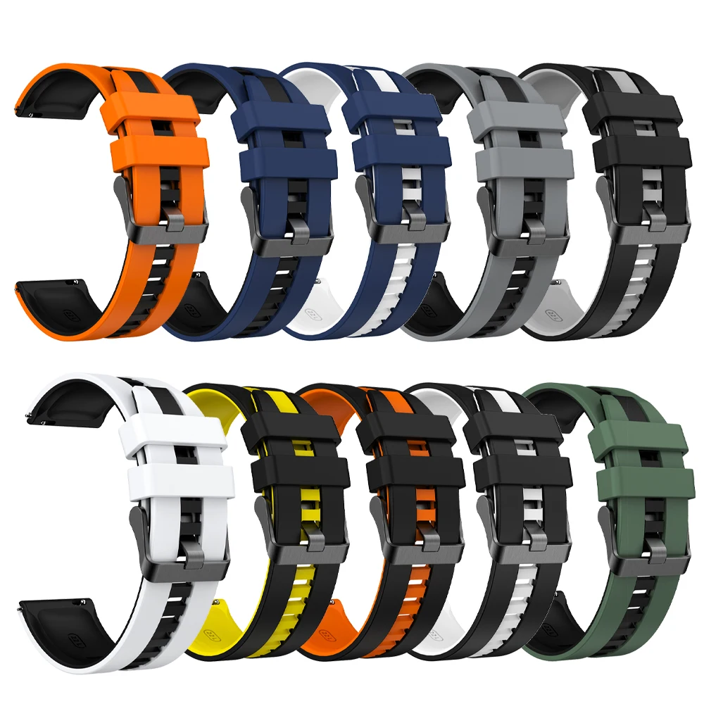 Two-Tone Sport Silicone Strap Bracelet, 20mm/22mm