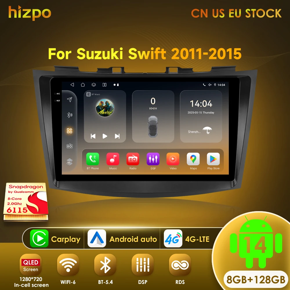 Hizpo Car Radio Multimedia Player For Suzuki Swift Octa Core Android Auto GPS Navigation Stereo DSP