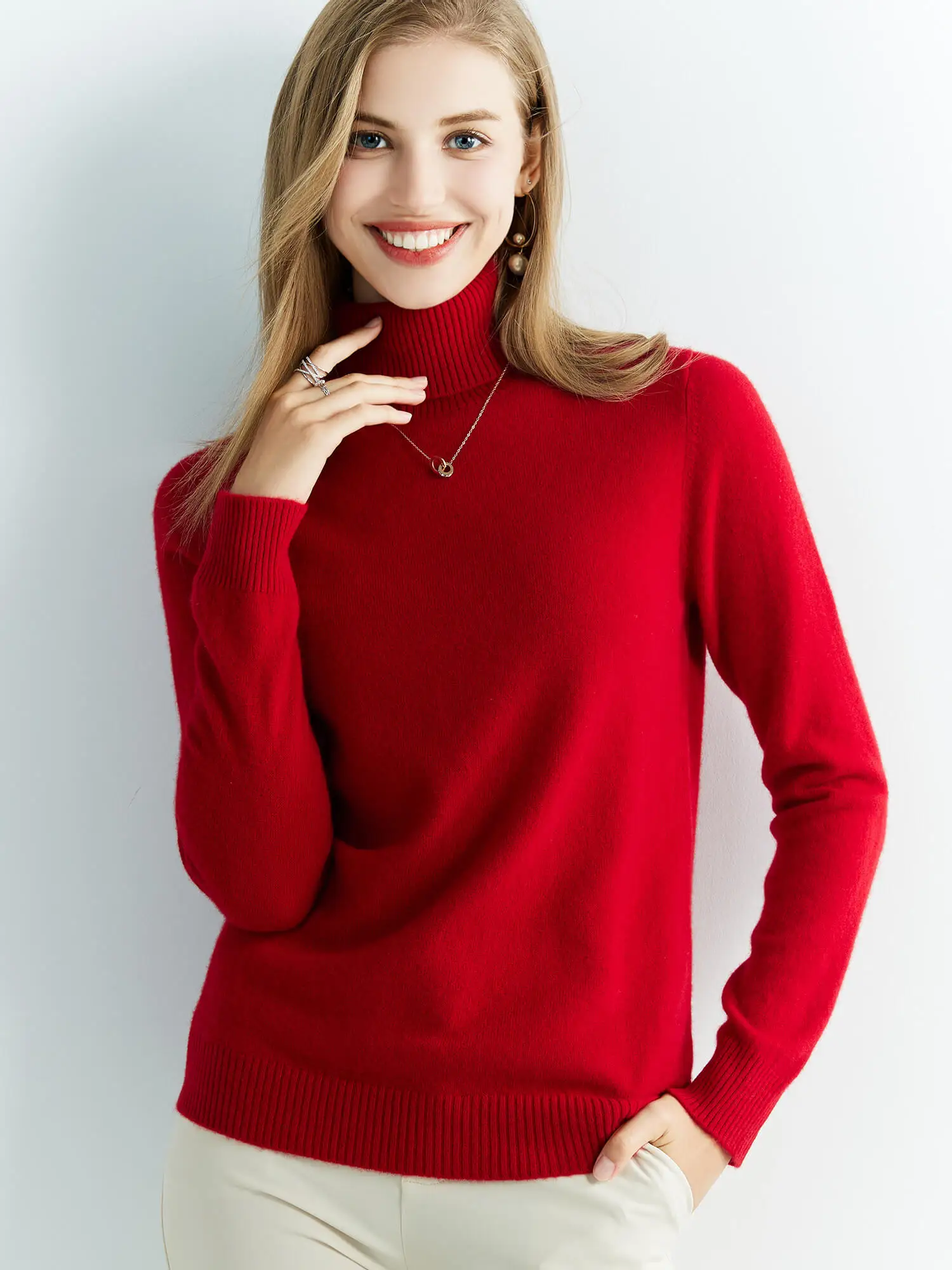 LONGMING Fall Winter Women's Sweaters Turtleneck 100% Merino Wool Sweater for Ｗomen Pullovers Long Sleeve Tops Vintage Knitwears 3