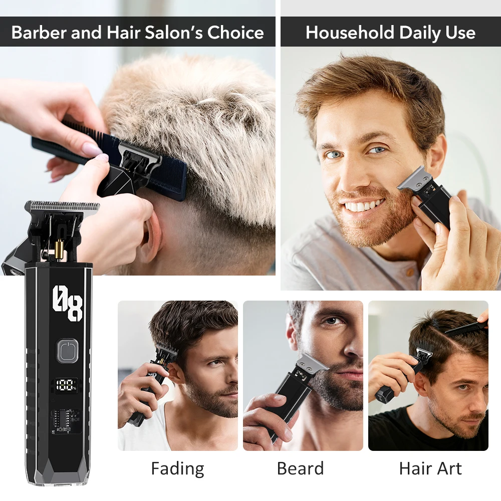 Cordless Hair Clipper LED Display Rechargeable Electric Haircut Hair Trimmer For Man Barber Grooming Kit Hair Cutting Machine