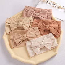 Baby Hair Accessories Baby Girl Elastic Headband Jacquard Wide Edge Nylon Bow Kids Hairband Baby Accessories Bandeau Cheveux