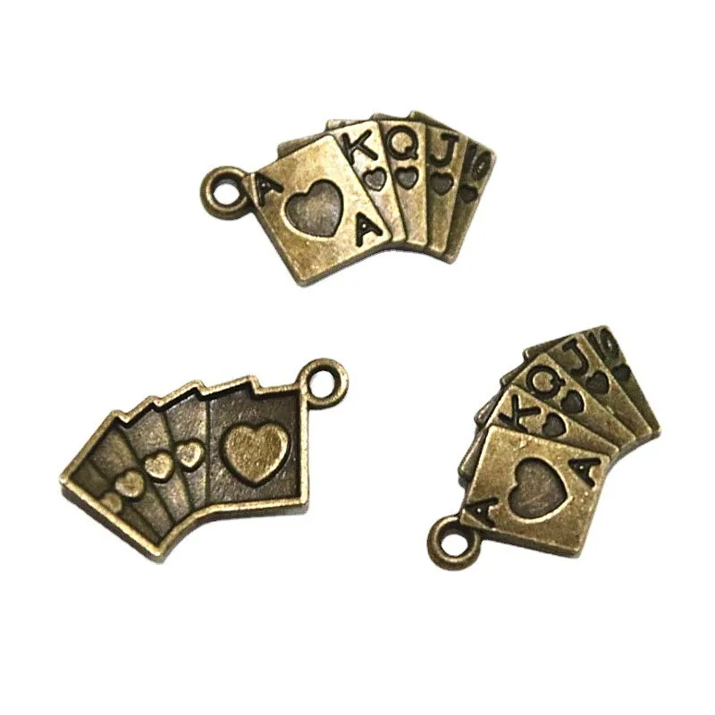 

60Pcs Antique Bronze Playing Cards Poker Charms Pendants For Jewelry Making DIY Handmade Craft 24*13MM