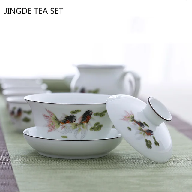 Kínai Kézzel Festett Tea Tál Kiváló Minőségű Fehér Porcelán Gaiwan Hordozható Kerámia -Szett Szertartás Kiegészítők 150 Ml - Image 5