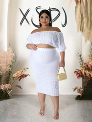2 Piece Sets Women Outfit Off Shoulder Top and Skirt Fancy Sexy Outfit Autumn Plus Size Matching Sets Wholesale Dropshipping