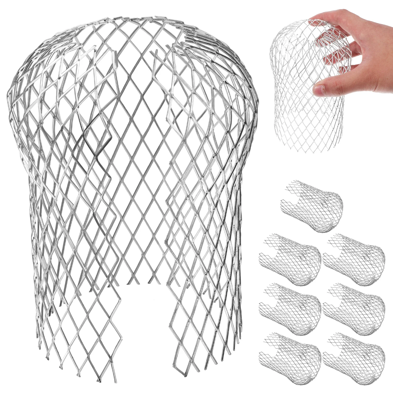 8 Pcs Multi-functional Roof Strainers Cover Gutter Guard Safety Mask Mesh Leaf Guards Drainage Downspout Screen Aluminum Filter